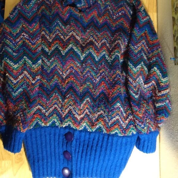 Vintage J.J. Browne Zigzag Chevron Knit Cardigan Sweater - Picture 3 of 9